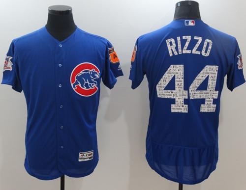 Cubs #44 Anthony Rizzo Blue Spring Training Authentic Flex Base Stitched MLB Jersey - Click Image to Close
